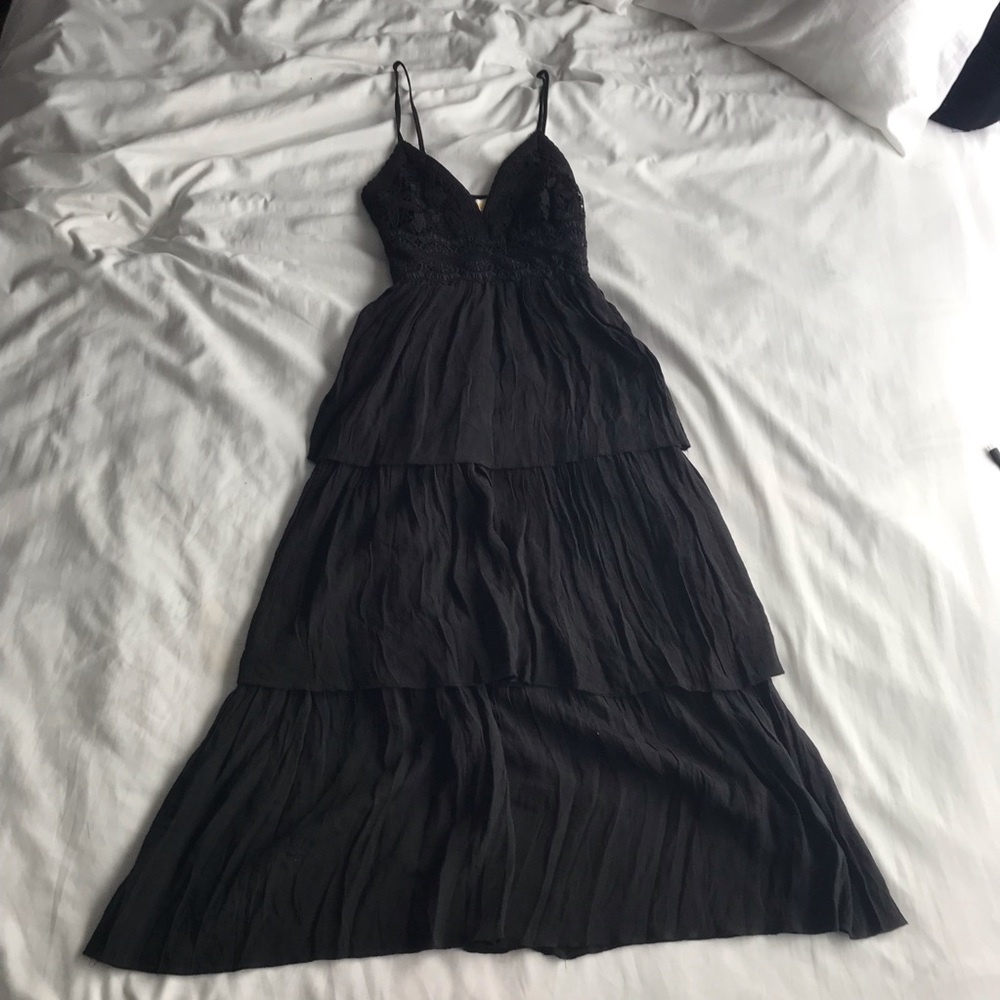 Womens Black Tiered Summer Dress